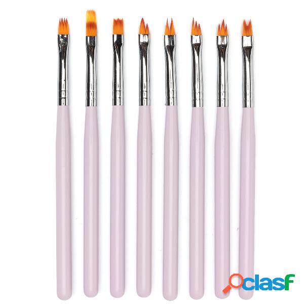 8 Unids French Nail Art Brushes Paint Draw Pluma Constructor