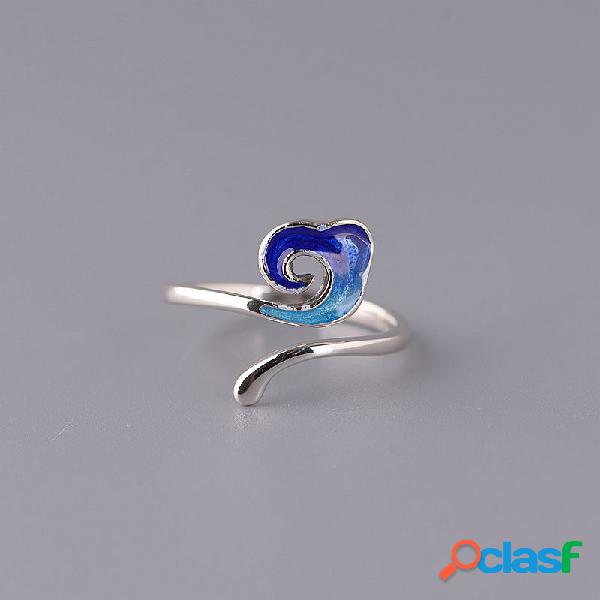 925 plata quemada azul artesanía Mujer anillo pequeño