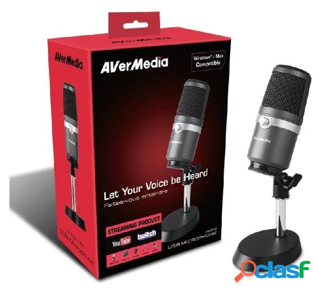 AVerMedia Micrófono AM310, Alámbrico, Negro/Plata