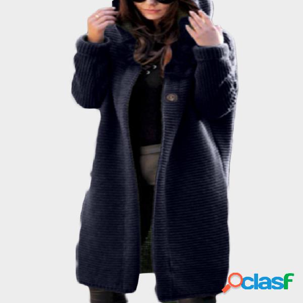 Abrigo azul marino con capucha de manga larga con diseño de