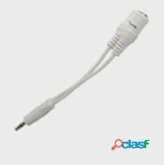 Ackteck Cable 3.5mm Macho - 2x 3.5mm Hembra, 10cm, Blanco
