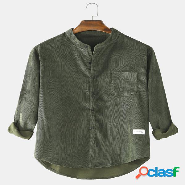 Algodón para hombre vendimia Camisas de manga larga con