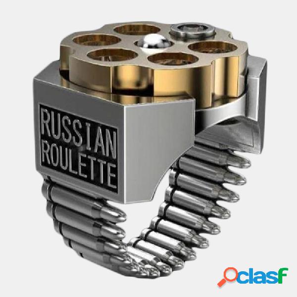 Anillo creativo con forma de bala de la ruleta rusa para