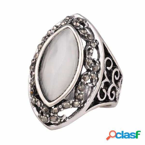 Anillos de dedo de la vendimia blanco Rhinestone Hueco