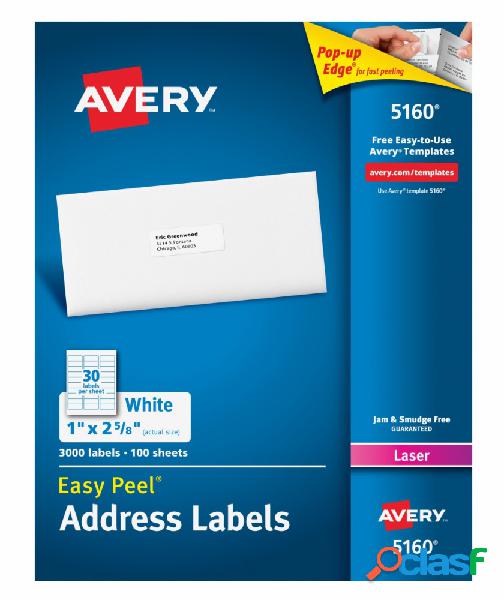 Avery 3000 Etiquetas Blancas, 67mm x 25mm