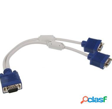 BRobotix Cable SVGA Y HD15 X2, Azul/Blanco