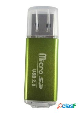 BRobotix Lector USB V2.0 MicroSD, Verde Metálico