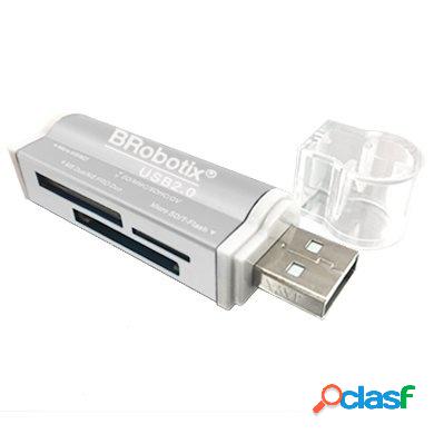 BRobotix Lector de Memoria 180420P, MS Duo/MicroSD/SD, USB