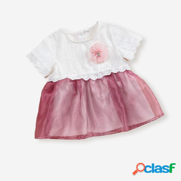 Baby Girl Flower Lace Tulle Patchwork Vestido para 3-18M