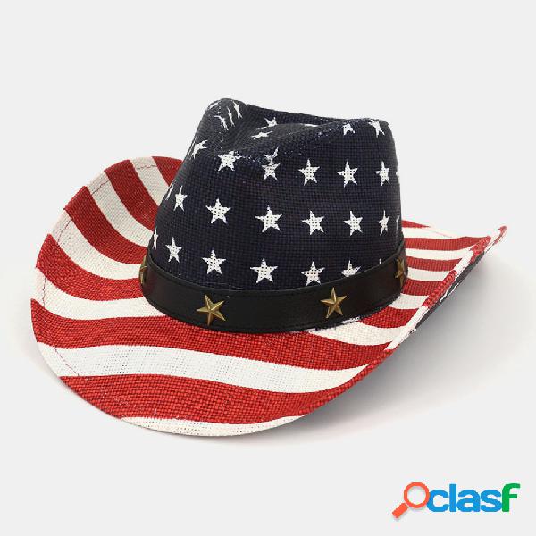 Bandera Americana Retro Western Cowboy Sombrero Verano