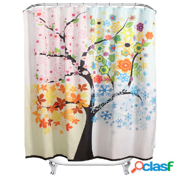 Baño Colorido árbol patrón impermeable tela cortina de