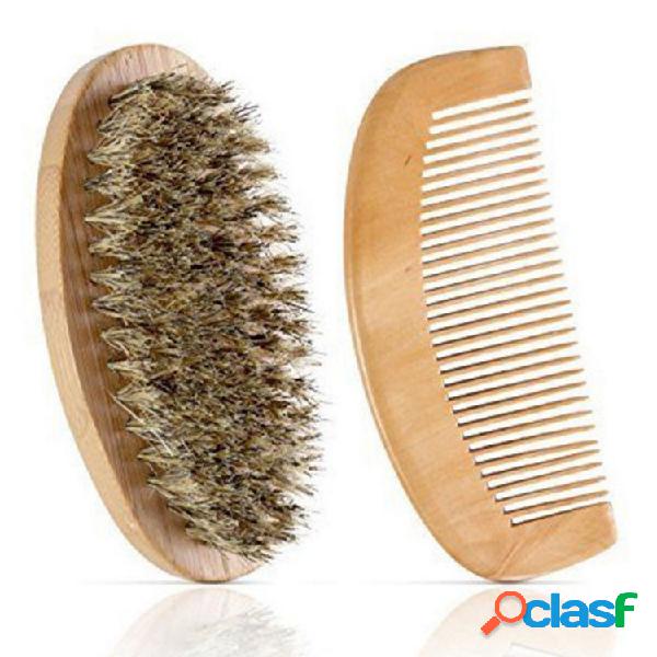 Barba Brush Comb Kit Bigote facial que afeita la cerda de
