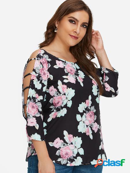 Blusa de diseño con estampado floral y talla grande