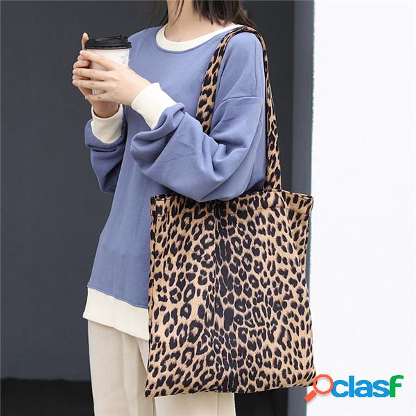 Bolso de mano de leopardo Casual hombro de lona Bolsa para