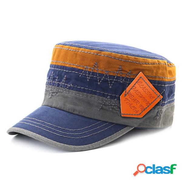 Bordado unisex de algodón militar Cap Travel Leisure Flat