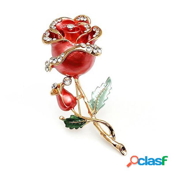Broche de cristal de la flor de Rose del Rhinestone