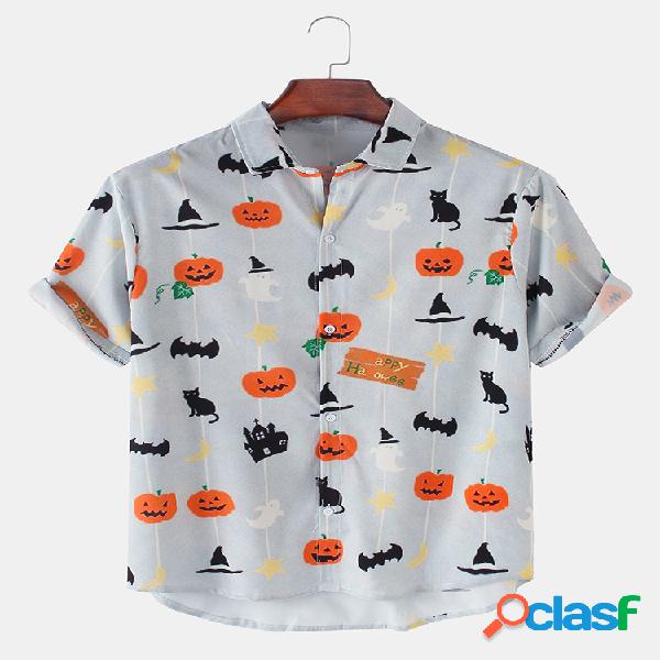 Calabaza divertida de Halloween para hombre Gato Camisas