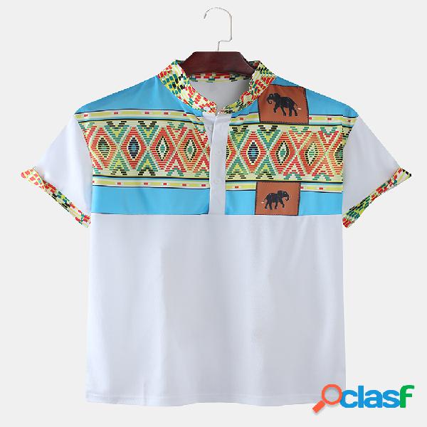 Camisas Henley con estampado de tótem de elefante tribal