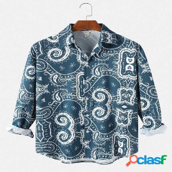 Camisas de manga larga con cuello de solapa informal y