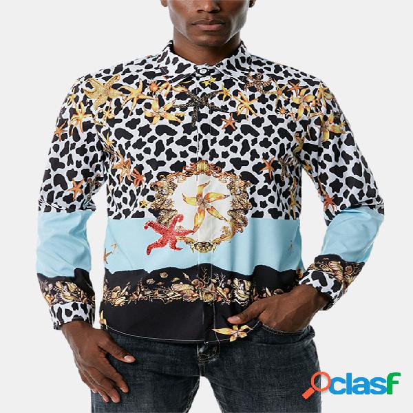 Camisas de manga larga con estampado de leopardo y estrellas