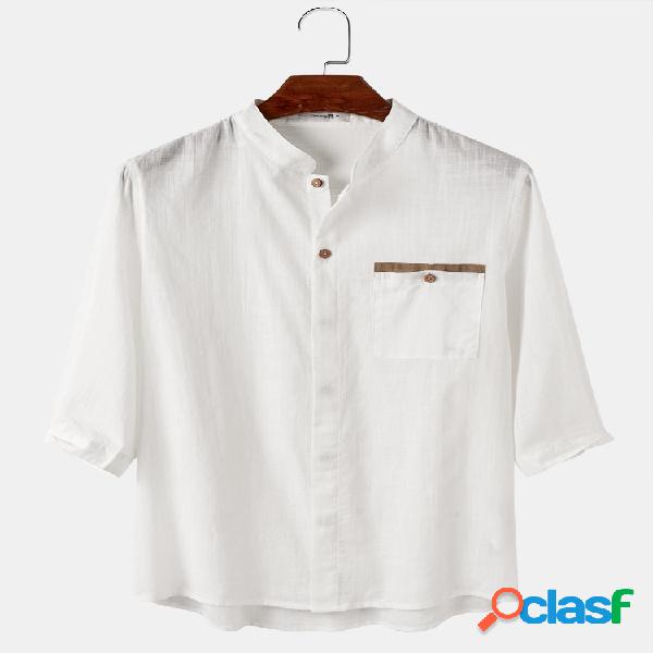 Camisas transpirables finas de manga 3/4 lisas 100% algodón