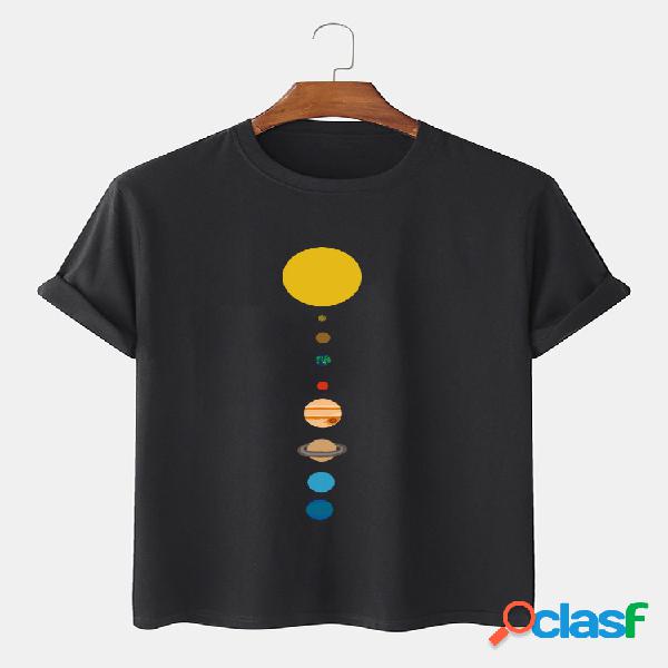 Camiseta 100% algodón con estampado de planeta de dibujos