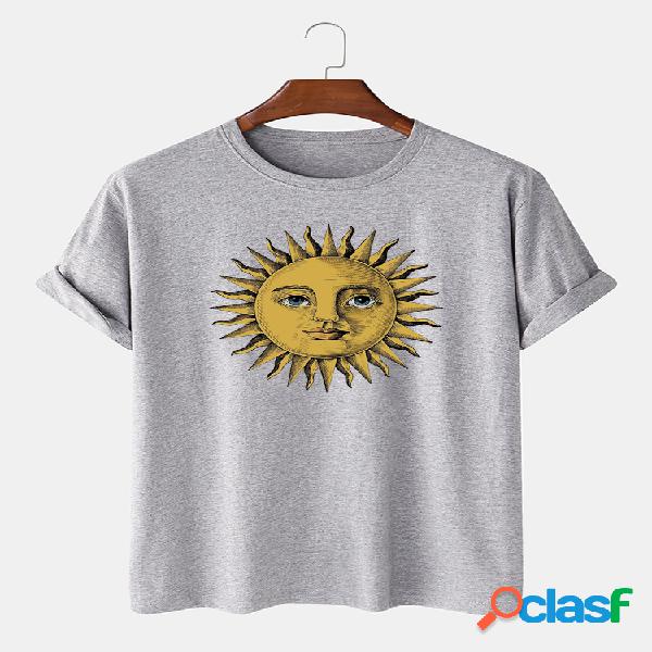 Camiseta casual 100% algodón Fun Sun Print para hombre