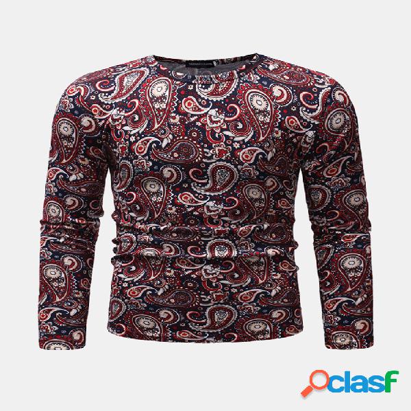 Camiseta con estampado de flores de anacardo para hombre