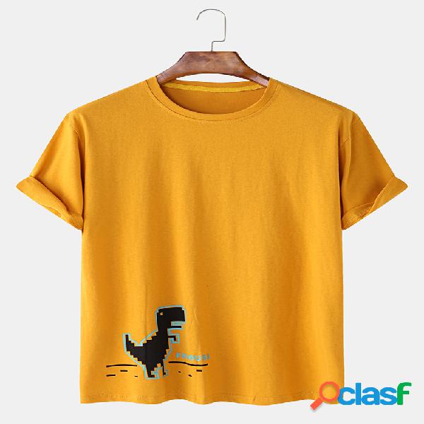 Camiseta holgada informal con estampado de dinosaurio de