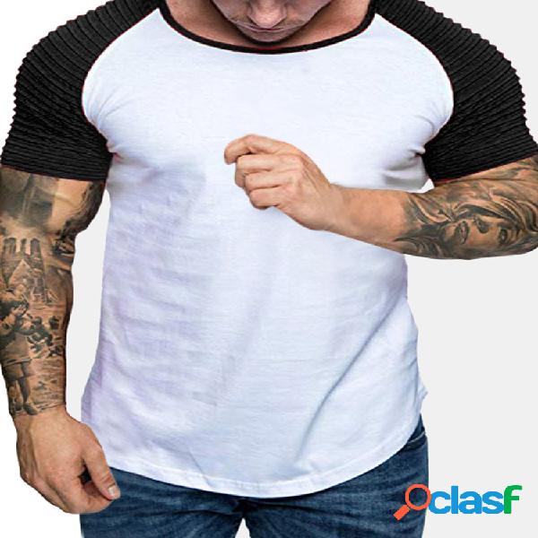 Camiseta plisada con mangas raglán deportivas básicas para