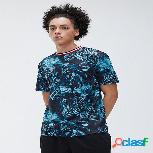 Camiseta tropical de manga corta estampada para hombre