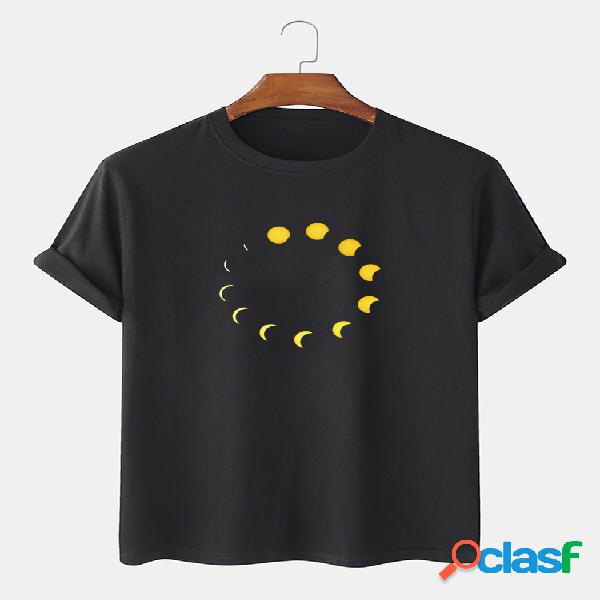 Camisetas casuales ligeras sueltas con estampado lunar de