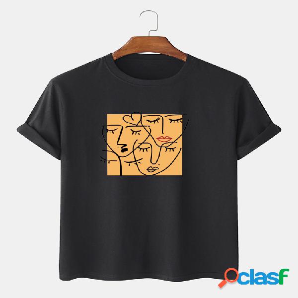 Camisetas de hombre con estampado de figura abstracta de