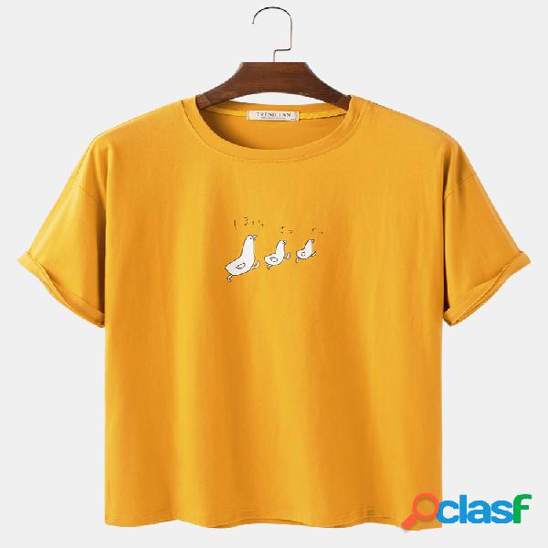 Camisetas de manga corta casual de algodón con estampado de