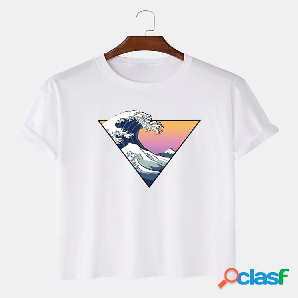 Camisetas de manga corta con estampado de olas oceánicas