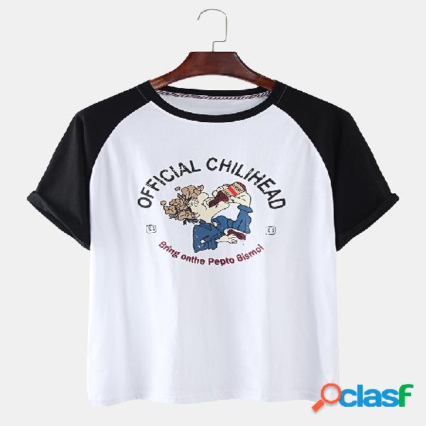 Camisetas divertidas con cuello redondo y estampado de