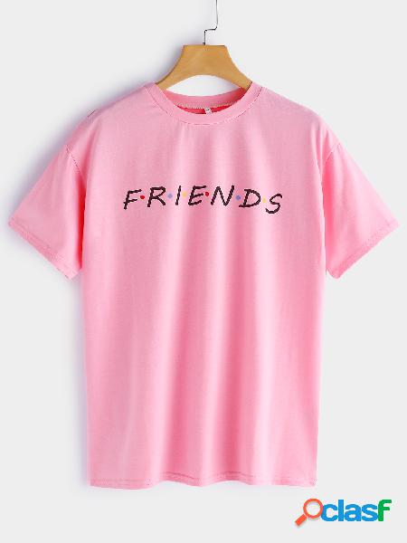 Camisetas manga corta con cuello redondo rosa