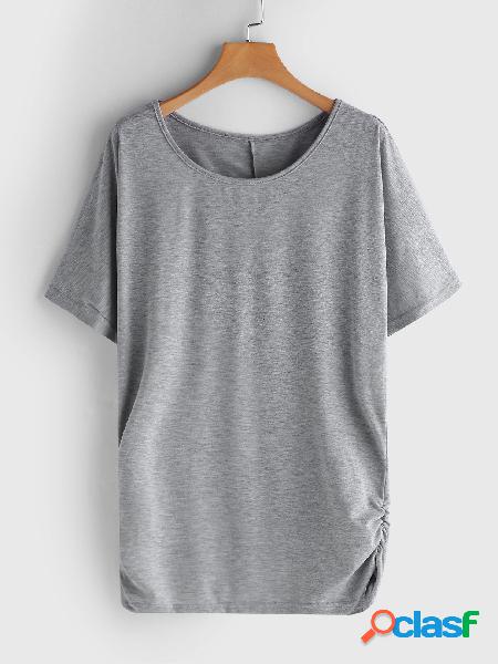 Camisetas plisadas grises del diseño del mangas del palo