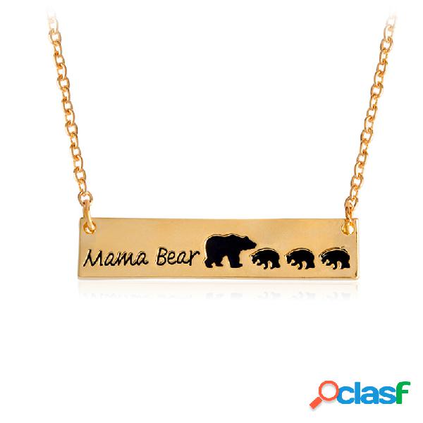 Cartas creativas grabados collares pendientes de mamá oso