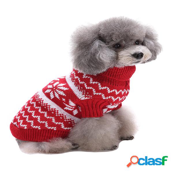Christmas Snowflake Pet Perro Knit Crochet Warm Sweaters