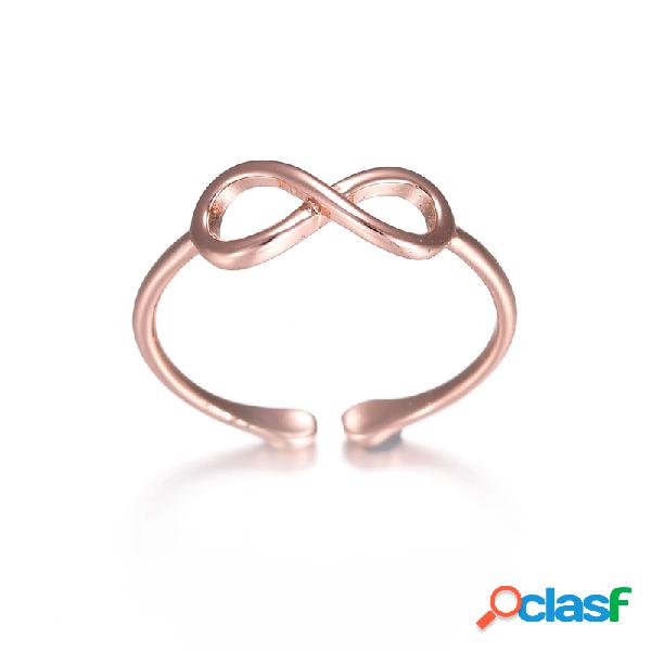 Clásico anillos de nudo infinito oro rosa anillo de plata