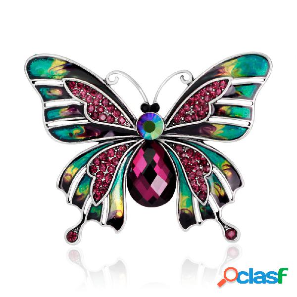 Clásico colorido broche de mariposa deslumbrante Crystal