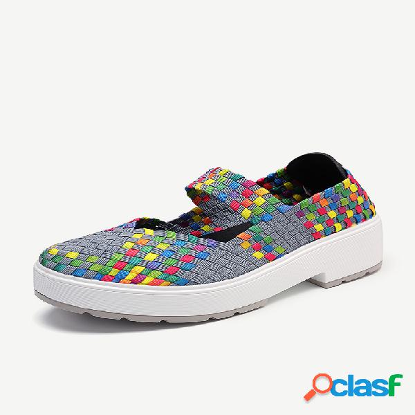 Colorful Zapatos de punto con plataforma informal de tacón