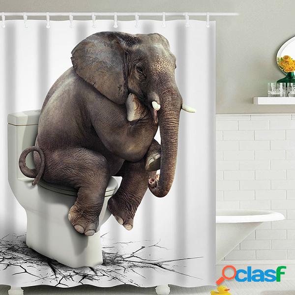Cortina de ducha de baño impermeable de elefante 180x180cm