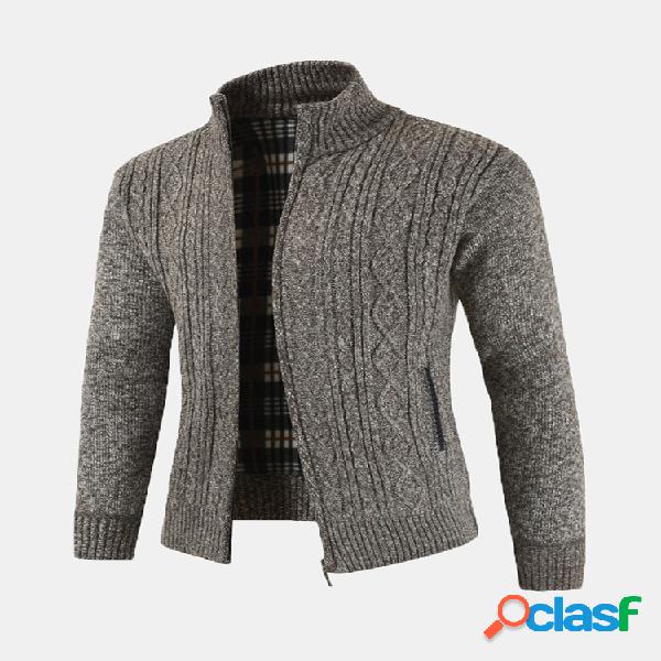 Cárdigan cálido con bolsillos con cremallera y cuello alto