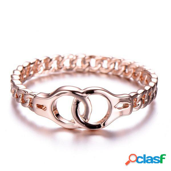 Creativas esposas engarzadas anillos de dedo de oro rosa