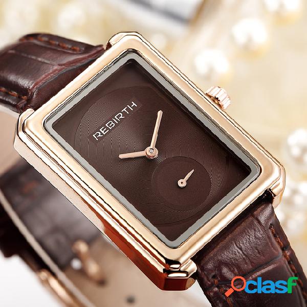 Cuadrado Dial Mujer Reloj de pulsera Elegante Diseño Cuero