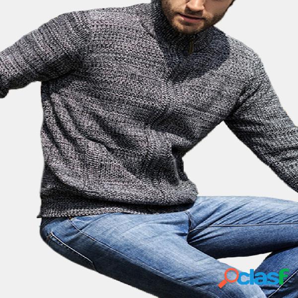 Cuello alto con cremallera para hombre Chaquetas de punto