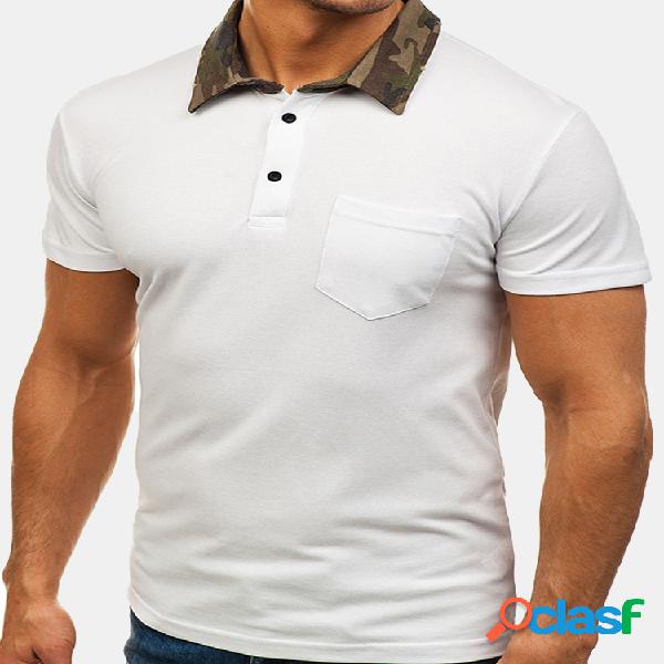 Cuello estampado Camo para hombre Diseño Camisetas de manga