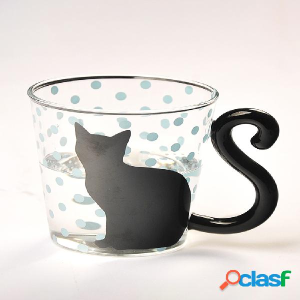 Cute Cartoon Gato Glass Cup Té Cup Milk Coffee Mug Music